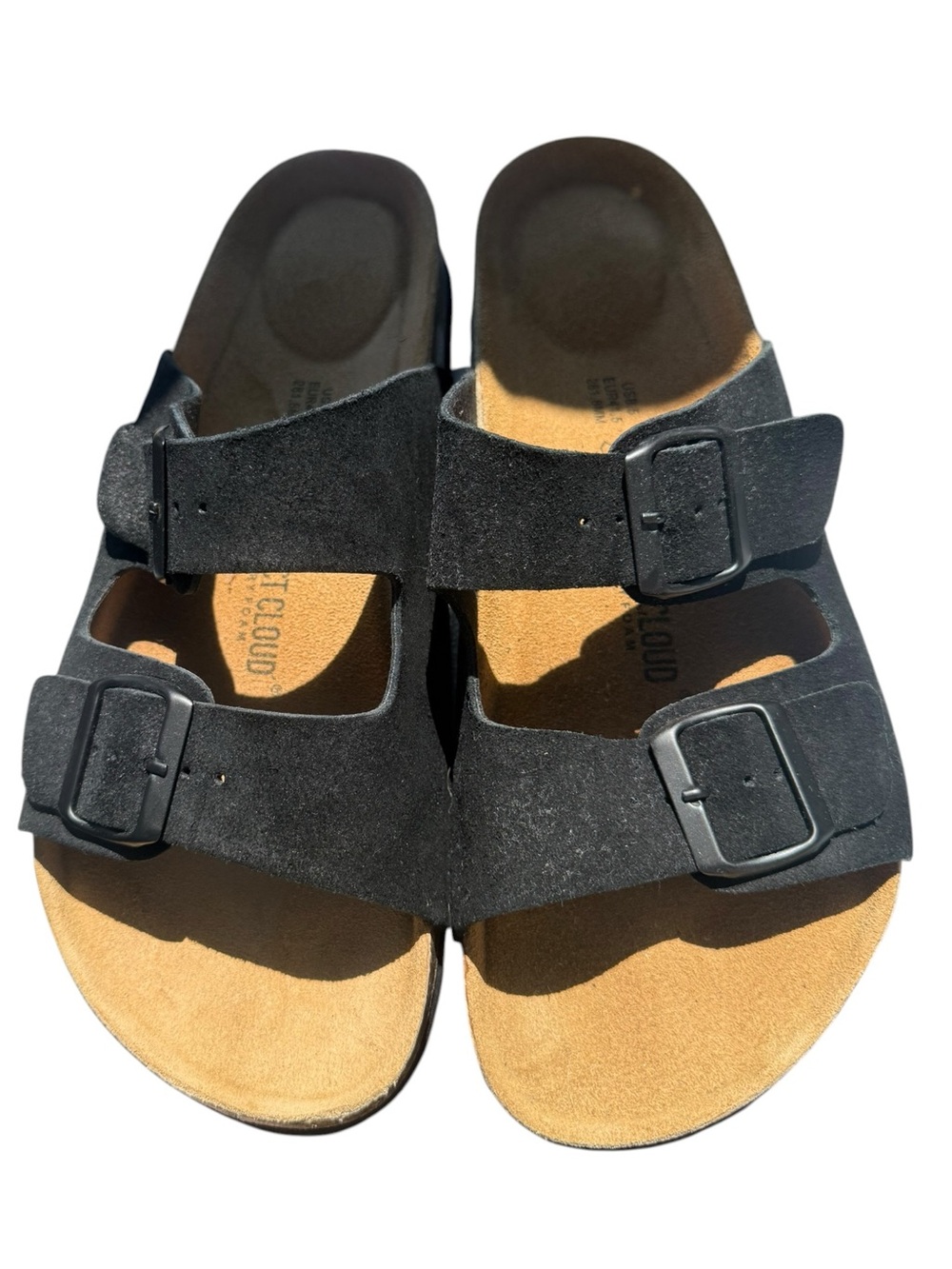 Project Cloud Arizona Black Suede Double Strap Comfort Slide Sandals US 8.5